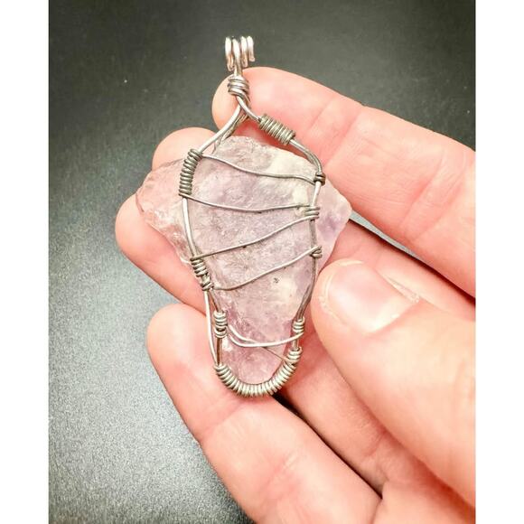 Hand Wrapped Amethyst Pendant Necklace - Picture 4 of 6